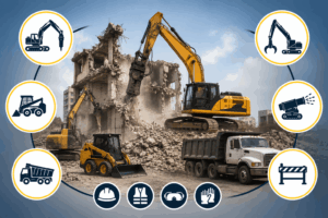 ¿Qué maquinaria se utiliza para una demolición